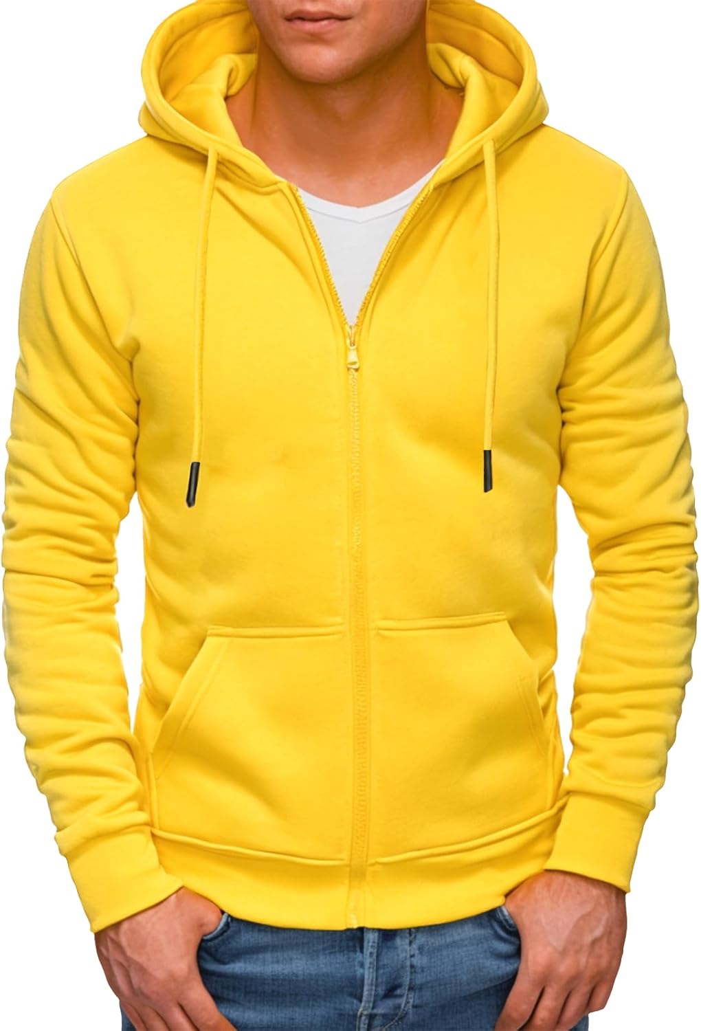Men's Zip Up Hoodie Athletic Hoodies Long   Hooded Sweatshirts Lightweigt With Pockets