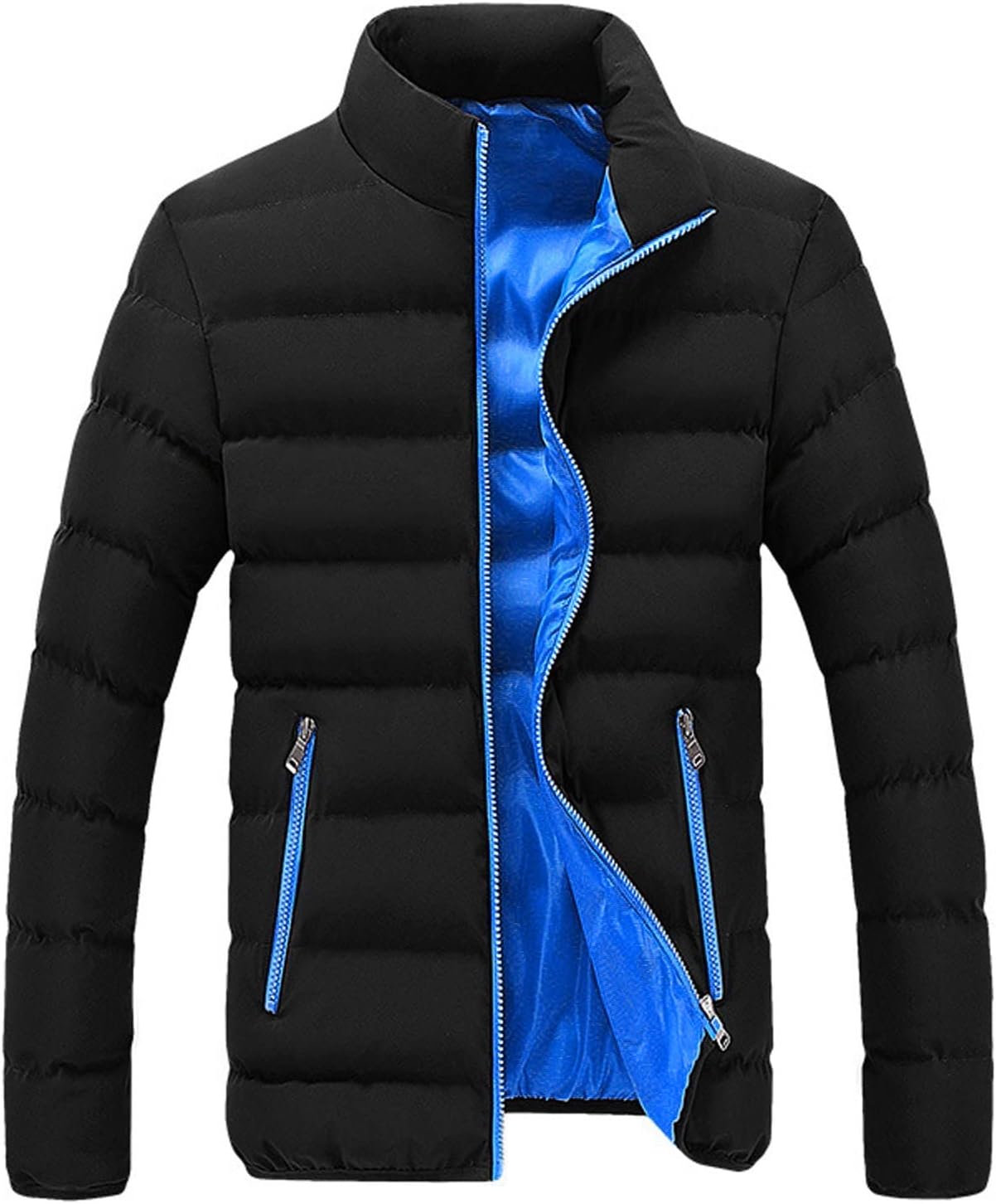 Men Winter Jackets Warm Down Jacket Full Zip Puffer Jacket Quilted Insulated Jacket Warm Puffy Jackets