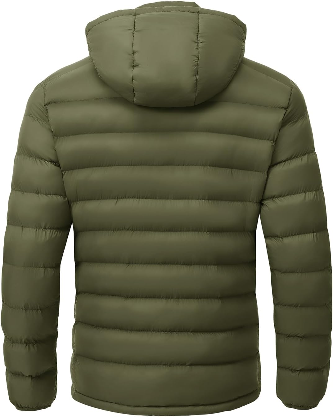 Men's Lightweight Puffer Jackets Detachable Hood Water-Resistant Casual Winter Coat Hooded Insulated for Travel Ski