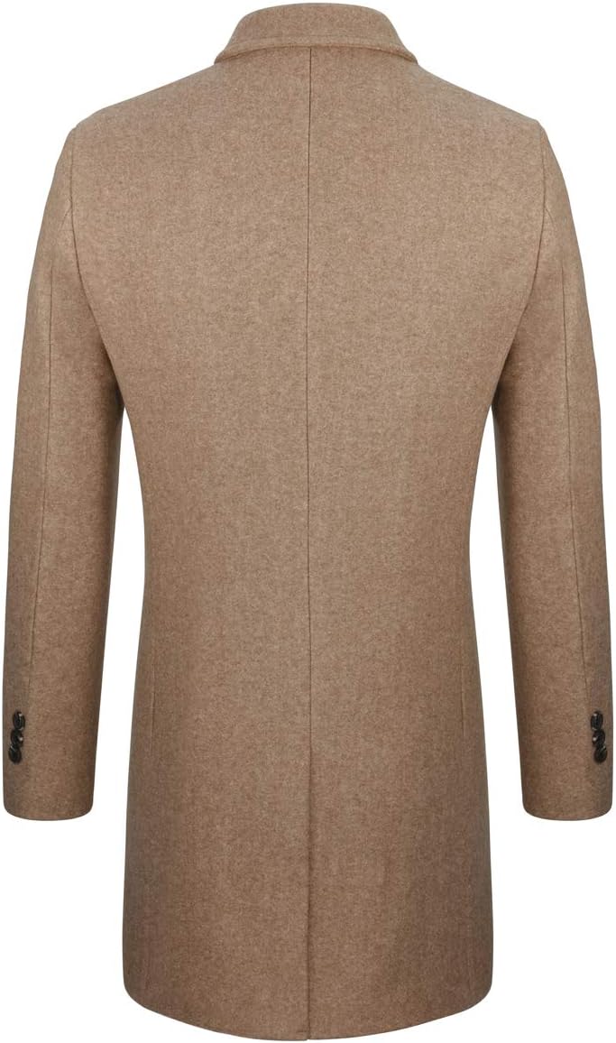 Men Wool Trench Coat Slim Fit Winter Coat