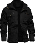 Mens Jacket Winter Casual  Lined Cotton Thick Military Tactical Hooded Work Coats with Cargo Pockets