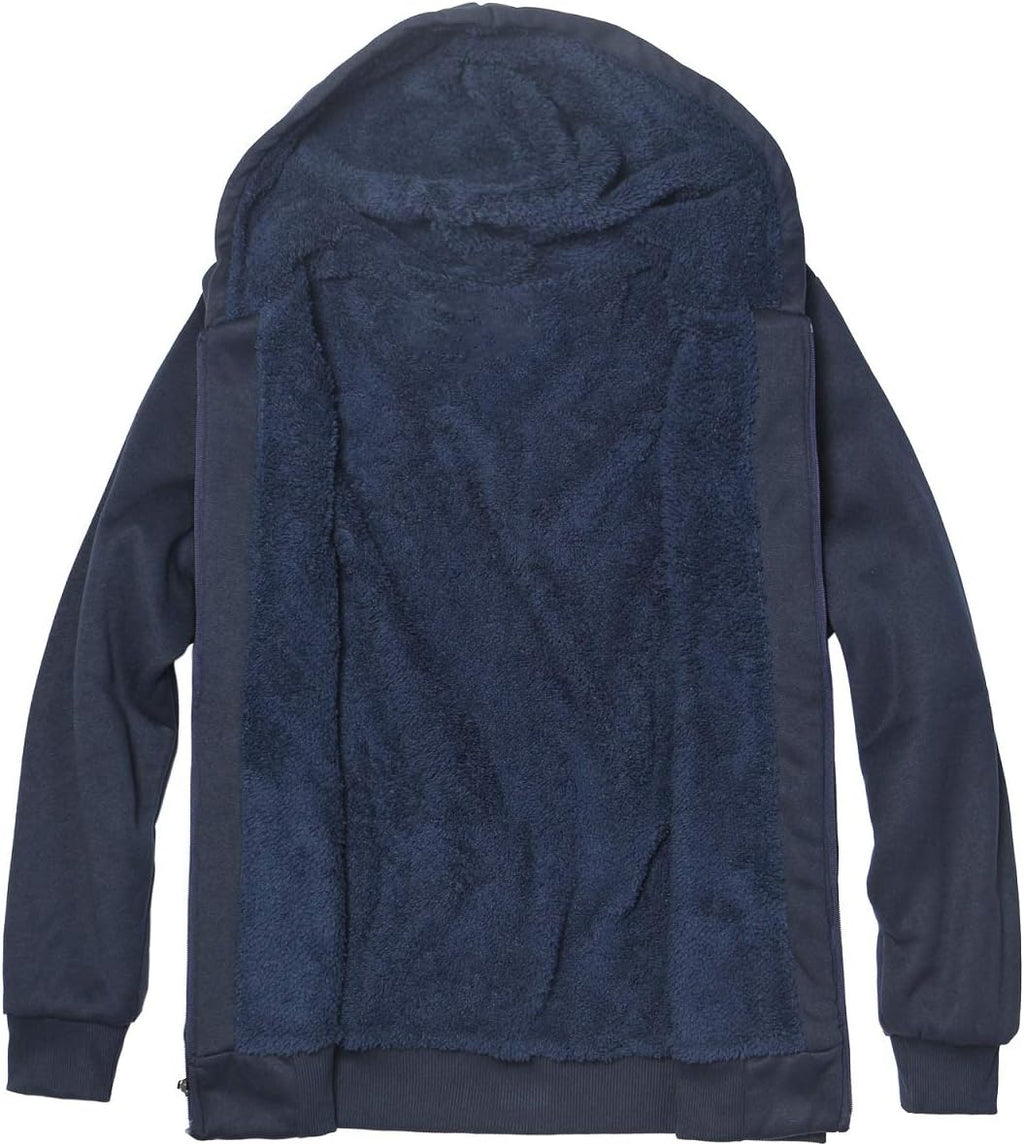 Heavyweight Sherpa Lined  Hoodie Sweatshirts for Men Winter Zip Plus Size Jacket
