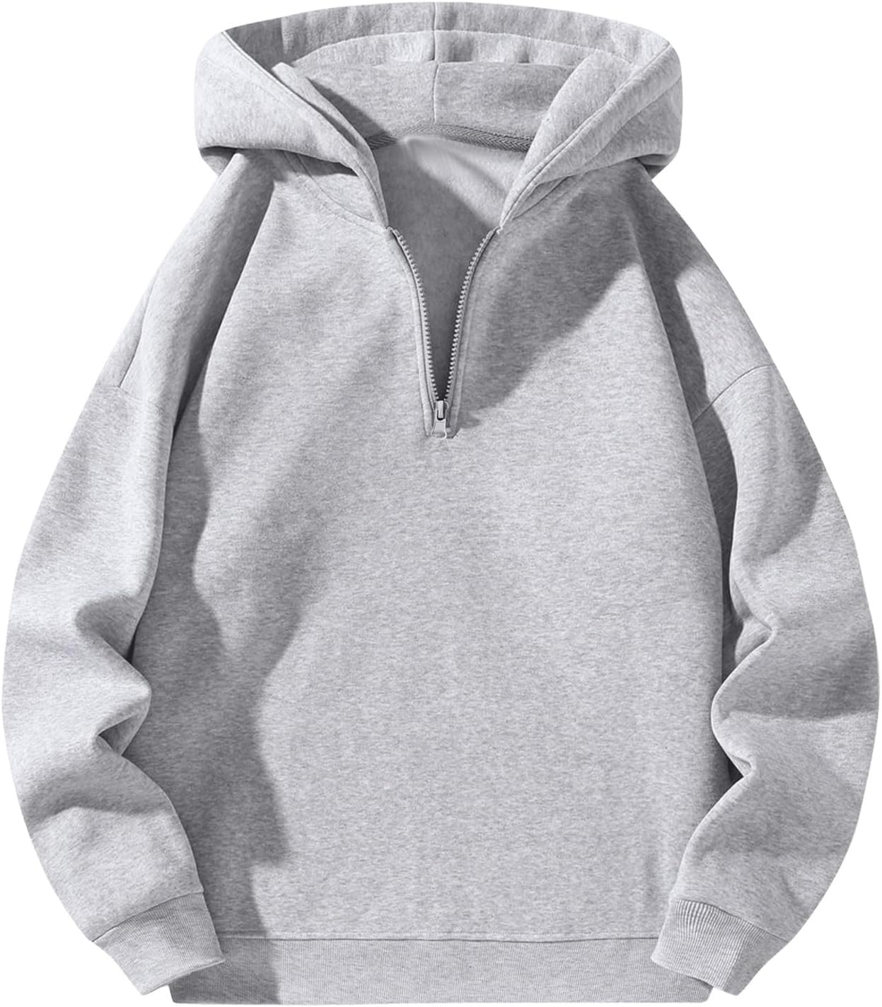 Men's Quarter Zip Hoodies Zip Up Hoodie Long  Drop Shoulder Sweatshirt Casual Pullover