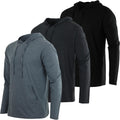 3 Pack: Men's Cotton Lightweight Casual Pullover Drawstring Hoodie With Pocket (Available In Big & Tall)