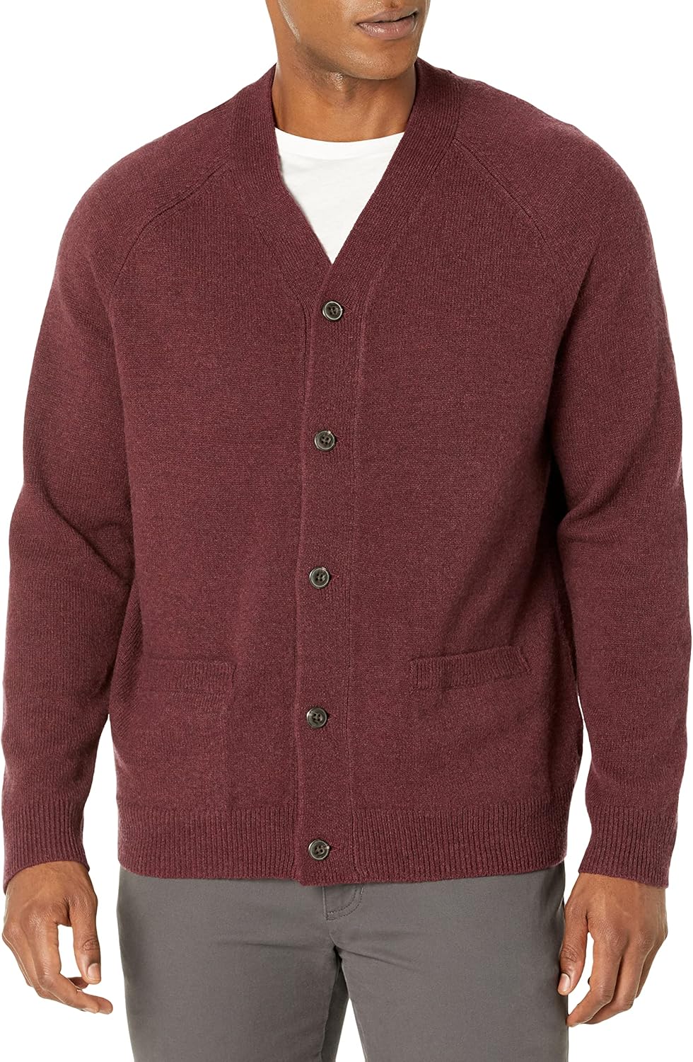 Mens Lambs Wool V-Neck Cardigan Sweater with Pockets (Previously )