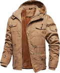 Men's Thick Winter Jackets  Lined Thick Jackets Hood Work Jackets Coat Cotton Military with Cargo Pockets